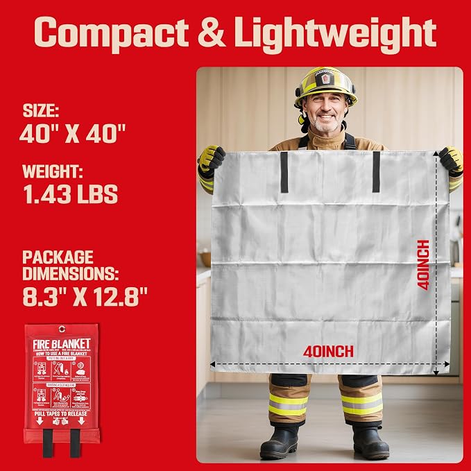 Emergency Fire Blanket 4 Pack 40"x40", Essential Fire Safety Blanket - Image 6