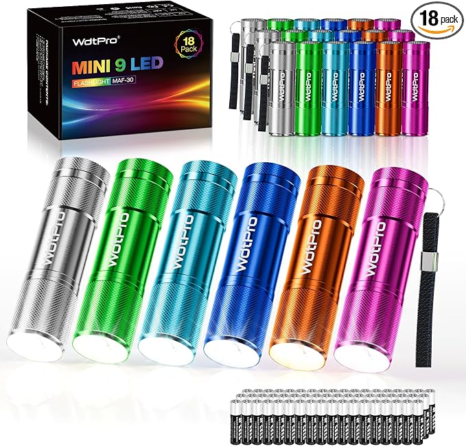 WdtPro LED Mini Flashlights 18 Pack, Aluminum Bright Flash Light by WdtPro