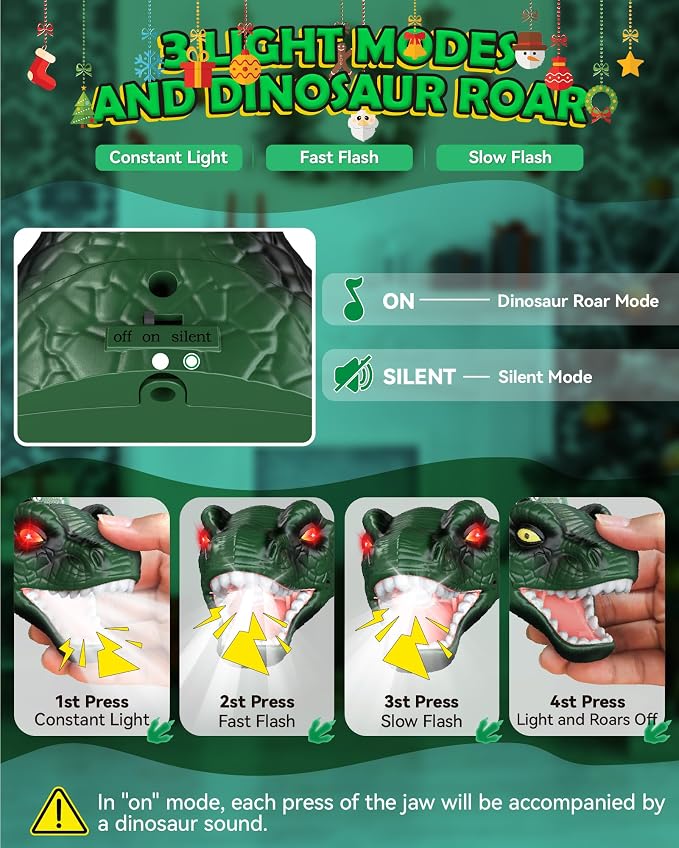 LED Dinosaur Headlamp for Kids, Children's Toy Flashlight T-Rex Dinosaur Toys - Image 5