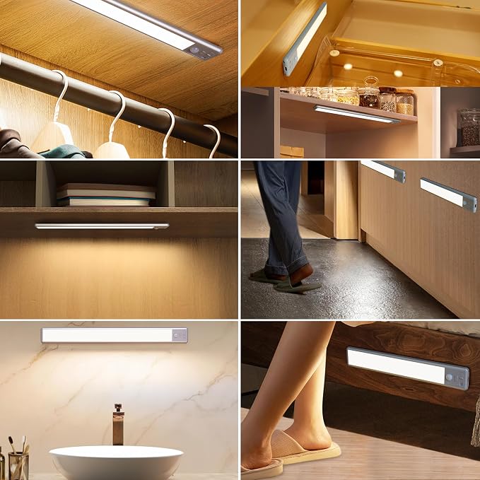 Reoshine 63 LED Closet Lights Motion Sensored, 2500mAh Rechargeable Under - Image 8