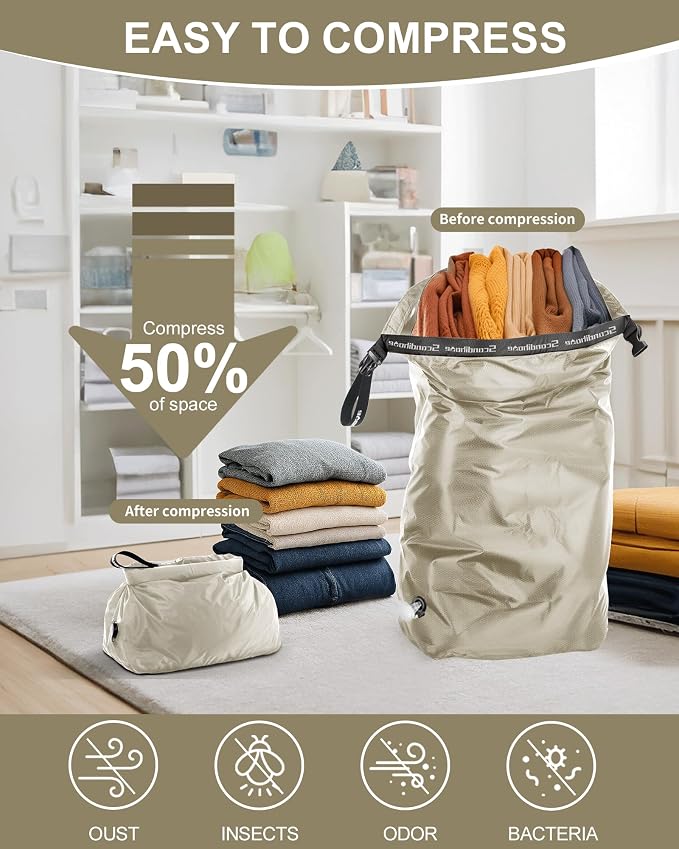 Travel Laundry Bag, Pump-Free Vacuum Compression Dirty Clothes Bag, Medium - Image 3