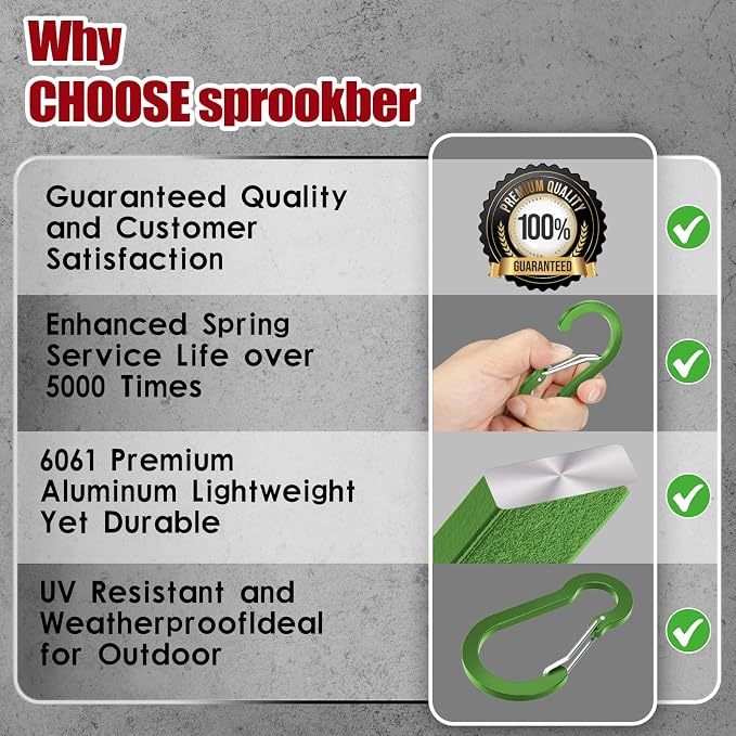 sprookber 2" Small Carabiner Clip, D Ring Caribeener, Spring Snap Hook - Image 6