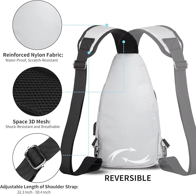 AMJ Crossbody Sling Bag Men Women, Casual Shoulder Backpack, Chest Daypack - Image 4