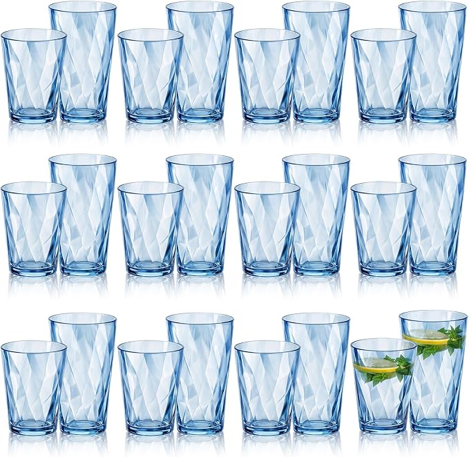 LemonRoad 24 Pack Reusable Plastic Drinking Glasses Set - 20oz & 13.5oz by Unknown