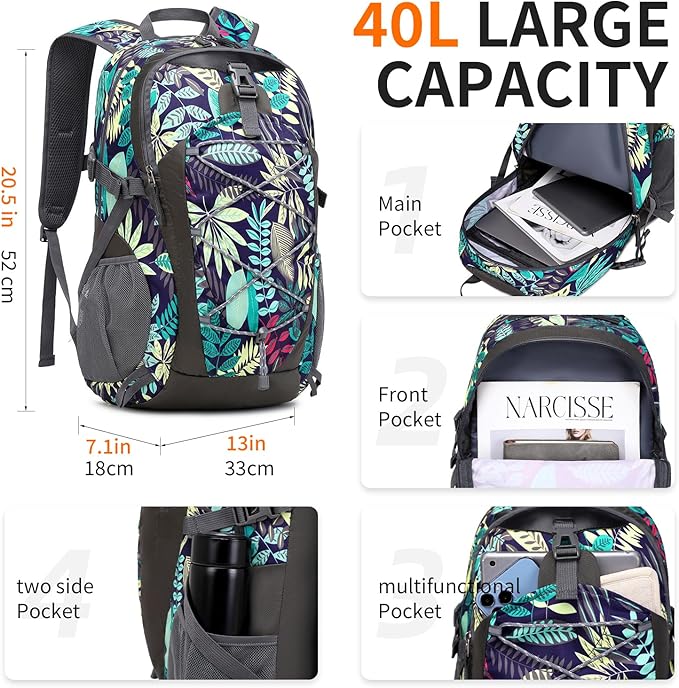40L Hiking Backpack Lightweight Daypack Waterproof Travel Camping Backpack - Image 3