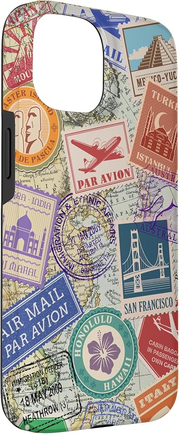 World Map Travel Passport Stamps Postage Stamp Case - Image 3