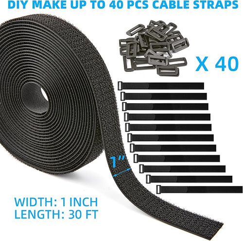 1" x 30ft Nylon Hook and Loop Cable Straps Roll - Image 2