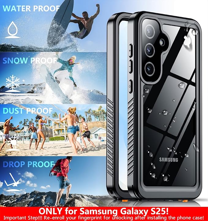 SPIDERCASE Only Designed for Samsung Galaxy S25 Case Waterproof, Built-in Full - Image 8