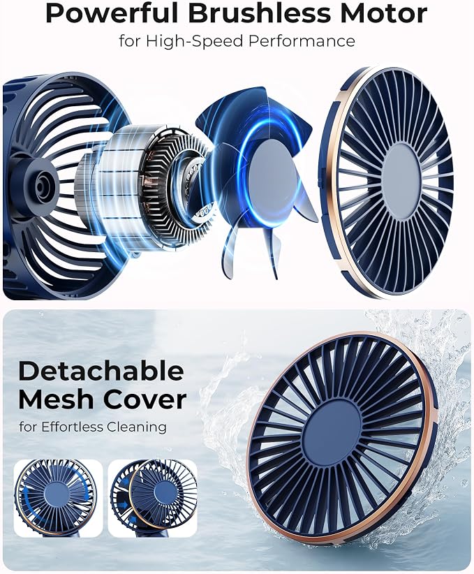 TUNISE Portable Handheld Fan, Portable Fan Rechargeable, 180° Adjustable - Image 3