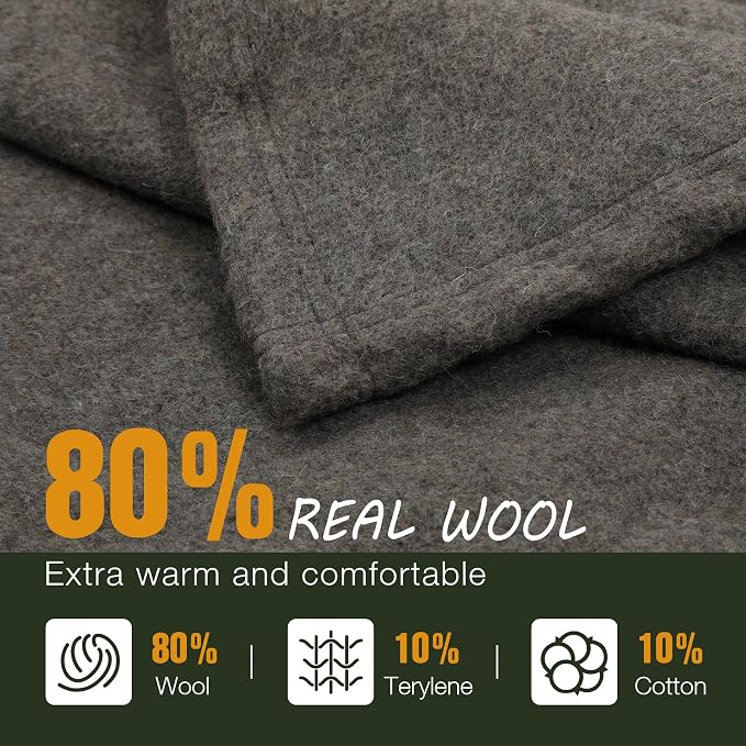 REDCAMP Wool Blanket, Warm and Thick Wool Camping Blanket- Great - Image 2