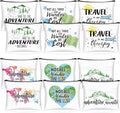 12 Pcs Travel Bag Adventure Awaits Makeup Bag Gifts World Map Cosmetic Case by Cosblank