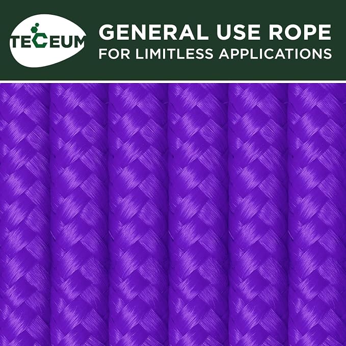 TECEUM Rope – 90 Feet x 1/4 Inch – Purple – Strong All-Purpose Utility Rope – - Image 9