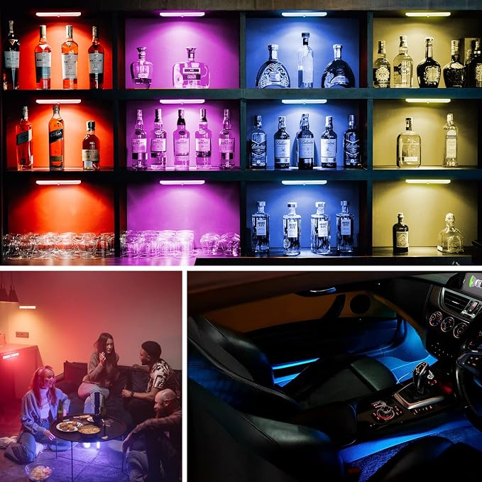 Remote Control RGB Lights Under Cabinet Lighting Rechargeable, 48-LED Wireless - Image 2