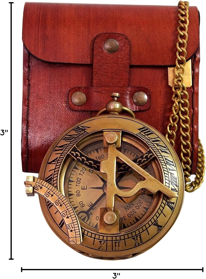 Vintage Brass Sundial Compass - Image 9