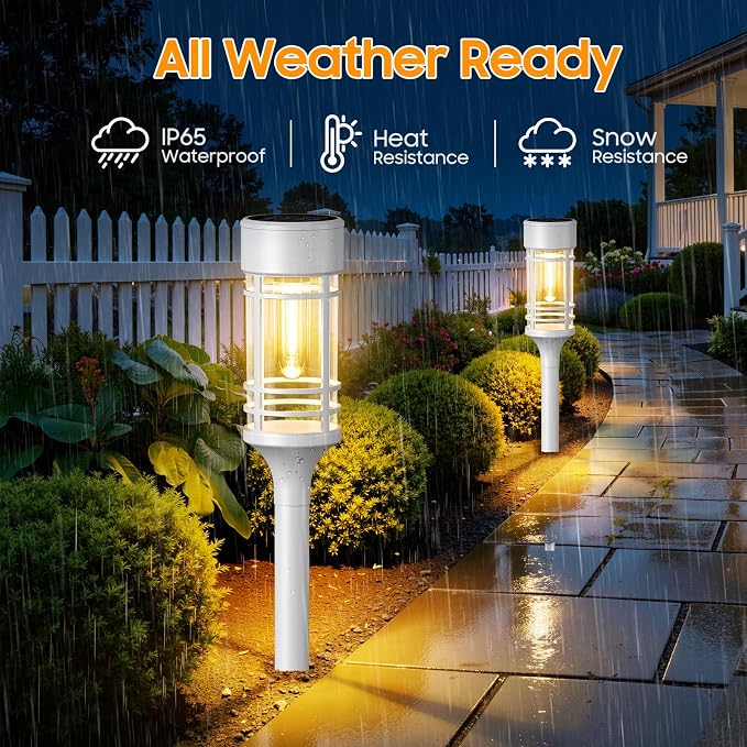 LETMY Solar Pathway Lights Outdoor, 4 Pack Solar Lights Outdoor Waterproof IP65 - Image 4