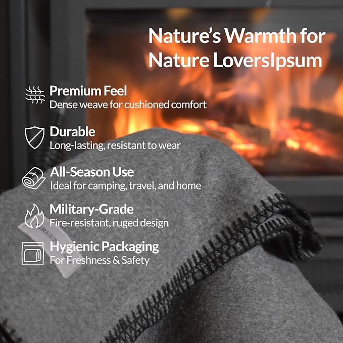 Military Style Wool Blanket – Cushioned, Breathable, Warm & Washable – - Image 7