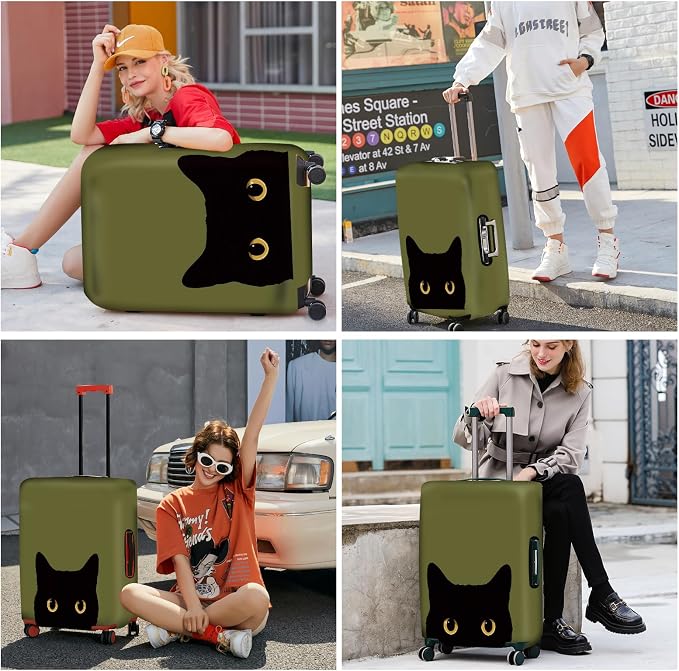 ANNA QUEEN Peeking Black Cat Luggage Cover, Cute Cat Eyes Design Suitcase - Image 7