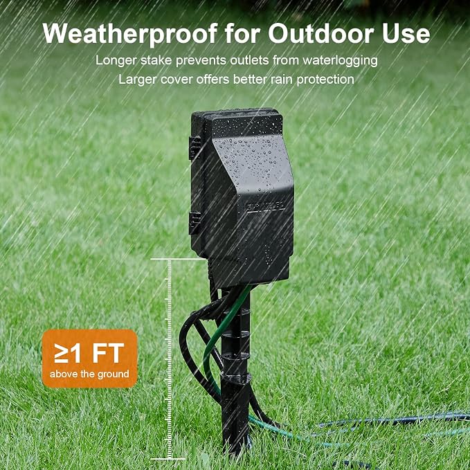 SURAIELEC Outdoor Power Stake, 7-Day Programmable Digital Timer, Power Strip - Image 5