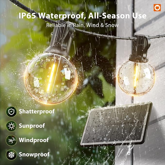 addlon 25FT Solar Powered Outdoor String Lights Waterproof - Image 3