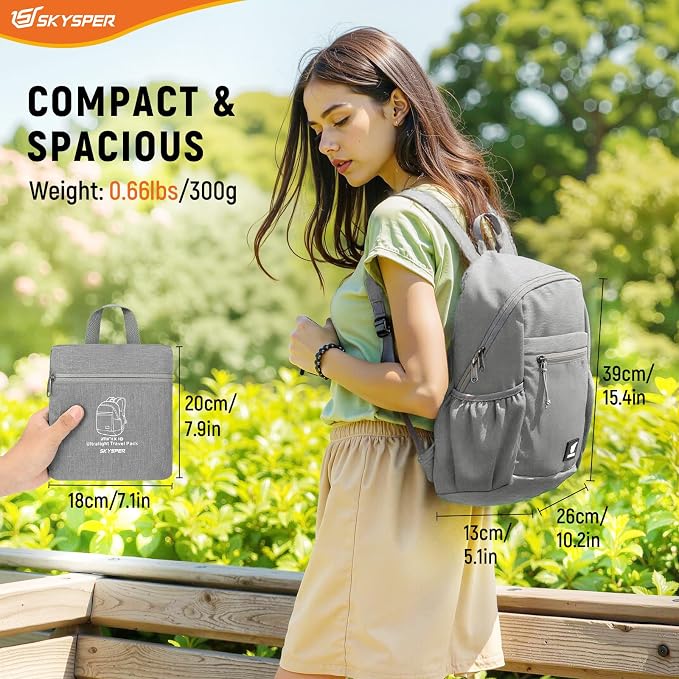 SKYSPER Anti Theft Hiking Backpack, 18L RFID Packable Travel Daypack, - Image 6