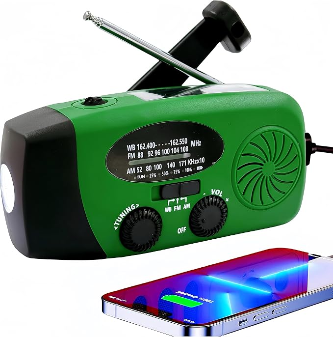 2000mAh Weather Emergency Radio, Portable Solar AM/FM/NOAA Hand Crank Radio by iRonsnowOfficial