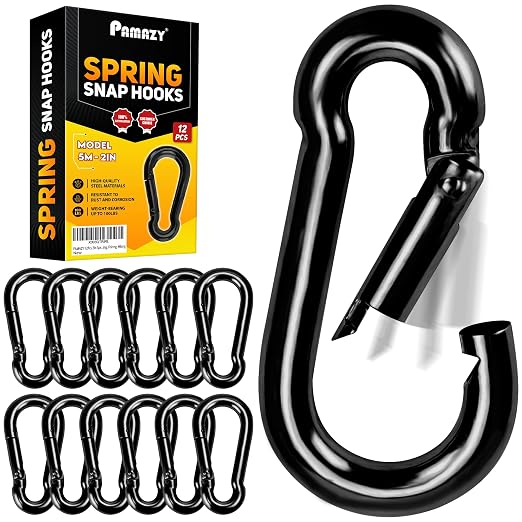 PAMAZY 12Pcs 2In Spring Snap Hooks, Utility Hook Clip, Heavy Duty Rope Connector by Pamazy