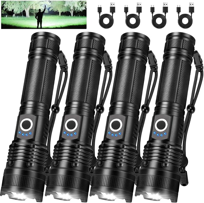 Lylting Rechargeable Flashlights High Lumens, 4 Pack 99, 000 Lumens Led by Brightyourwayhome