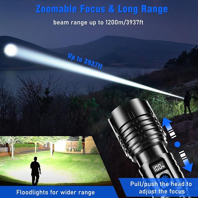 Goreit Flashlights LED High Lumens Rechargeable, 000 Lumens XHM77.2 Super - Image 5