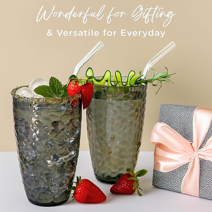 Kate Aspen Smoke Grey Hammered Plastic Tumblers, Plastic Drinking Glasses Set - Image 5