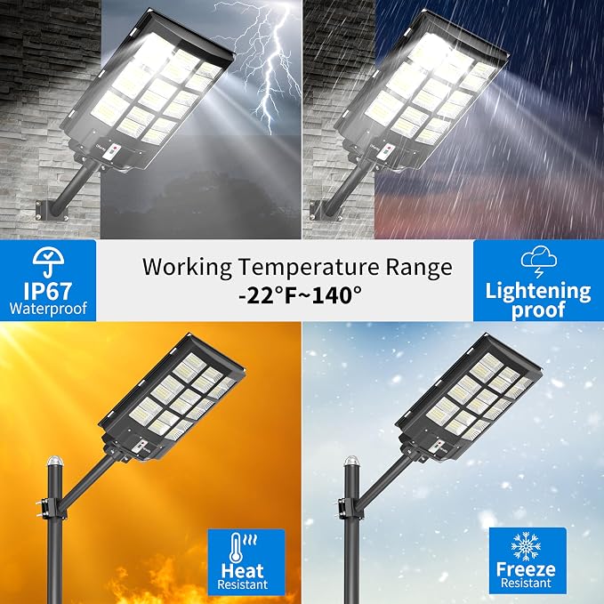 Ofuray Solar Street Lights Outdoor, Solar Security Flood Lights Parking Lot - Image 4