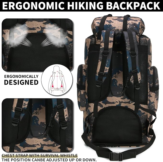 Hiking Backpack for Men 70L/100L Camping Backpack Military Rucksack Molle 3 - Image 5