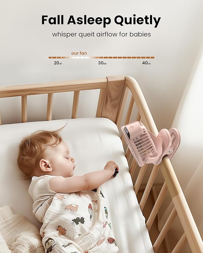 Koonie Portable Clip On Fan, Small USB Battery Operated, 3 Speed Rechargeable - Image 4