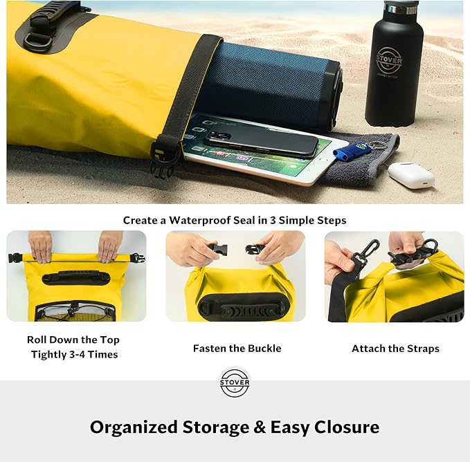 STOVER 5/10/25/30/40/55L Waterproof Dry Bag- Roll-Top Backpack w/Phone Case- - Image 5