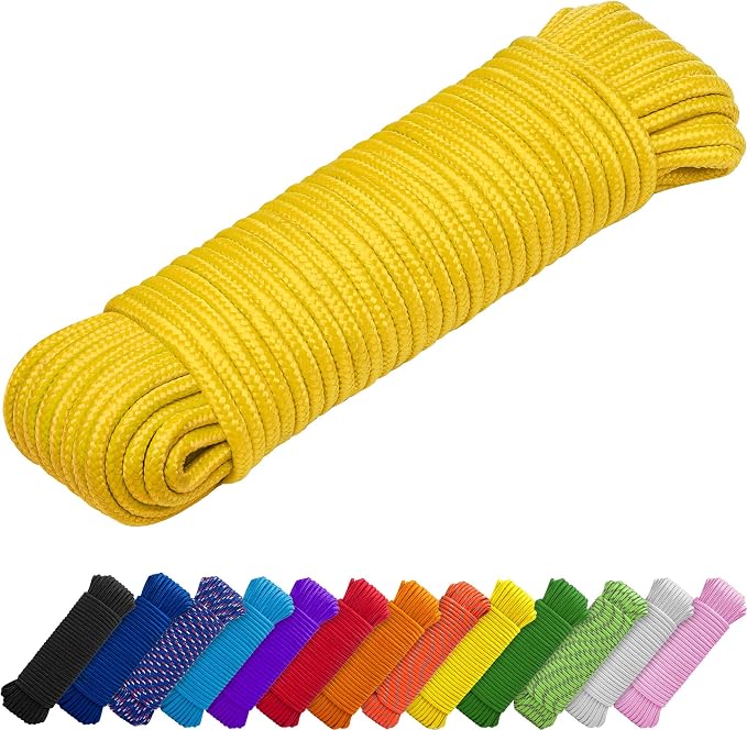 TECEUM Rope – 90 Feet x 1/4 Inch – Yellow – Strong All-Purpose Utility Rope – by TECEUM