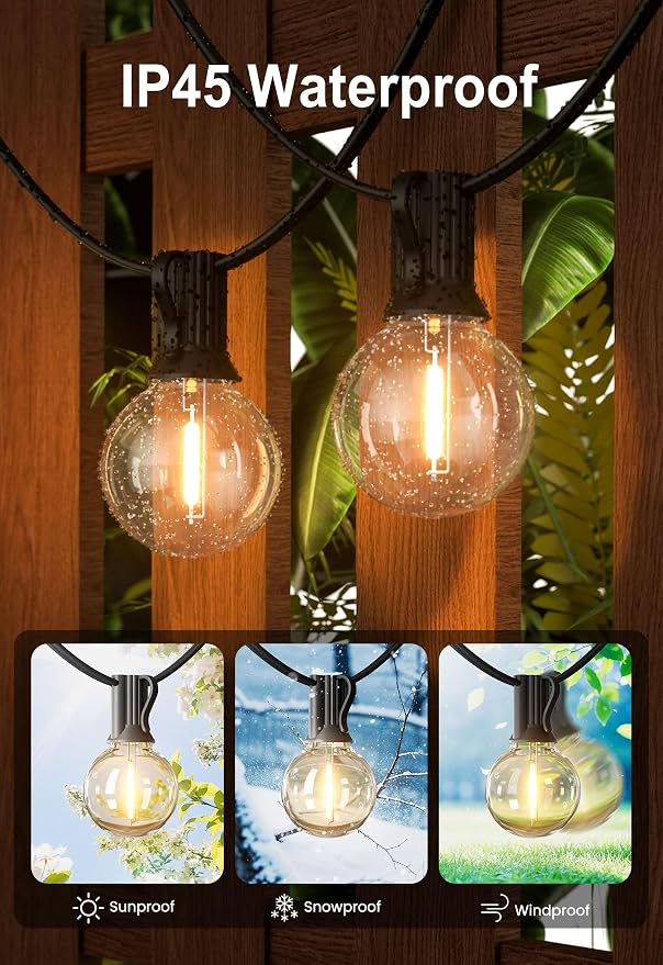 DAMAING Outdoor String Lights LED 50Feet G40 Globe Patio Lights - Image 3