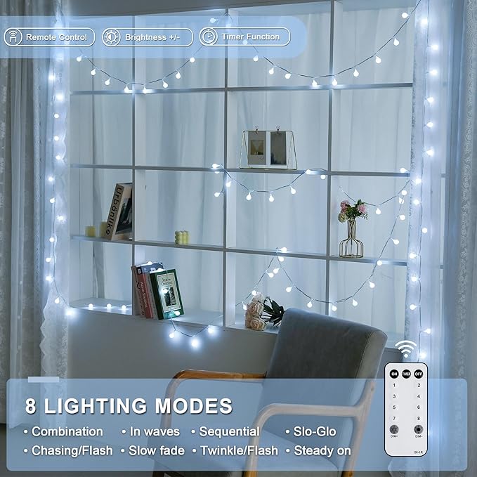 JMEXSUSS 100ft Globe String Lights Indoor Outdoor Waterproof, 200 LED White - Image 5