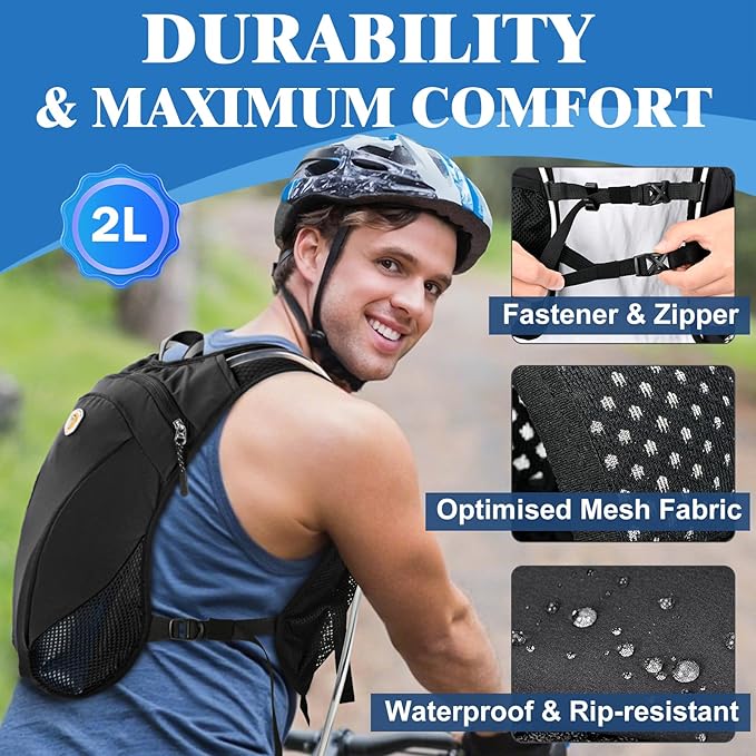 Hydration Backpack with 2L Water Bladder Bag, Lightweight and Breathable - Image 6