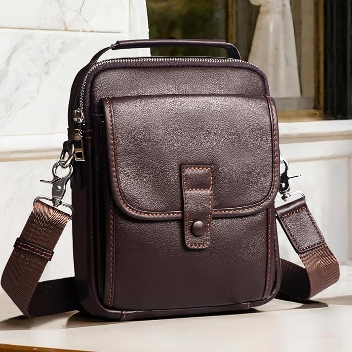 Augus Leather Small Messenger Bag - Image 3