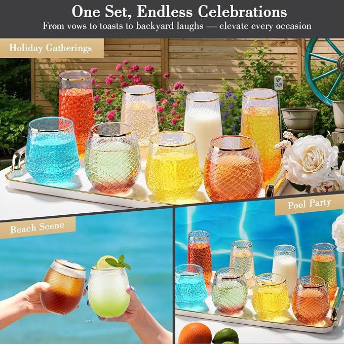 48 Pack Plastic Wine Glasses – 24 x 9oz Stemless Champagne Flutes & 24 x 12oz - Image 7
