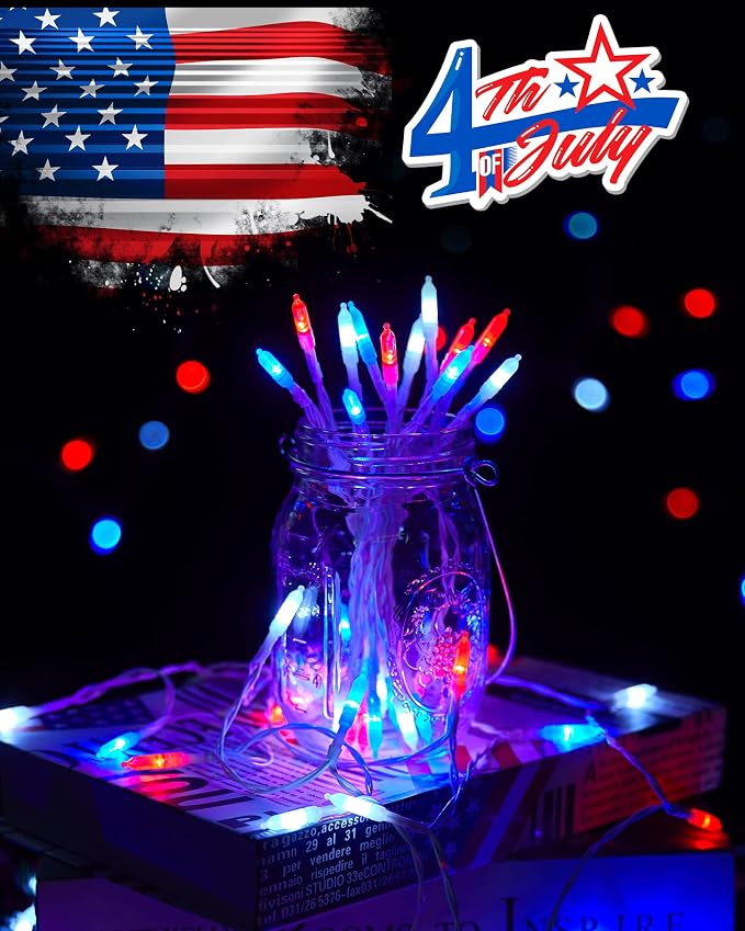 Brightown Red White Blue Battery Operated Mini String Lights - Image 7