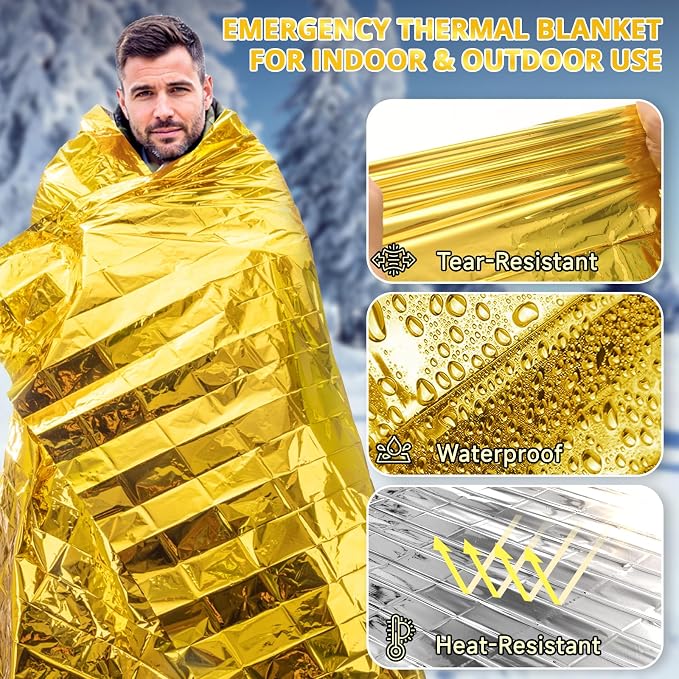 SecuCaptain Survival Emergency Thermal Blankets: Extra Large 84” x63” Space - Image 4