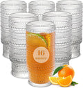 Large Capacity 16 oz Hobnail Drinking Glasses Set of 6, Vintage Glassware by Cowjut