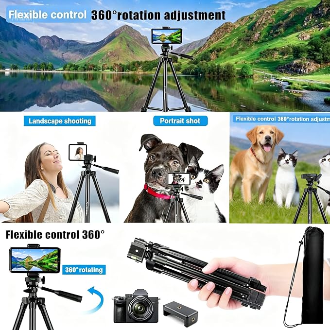 65" Aluminum Phone & Camera Tripod - Image 6