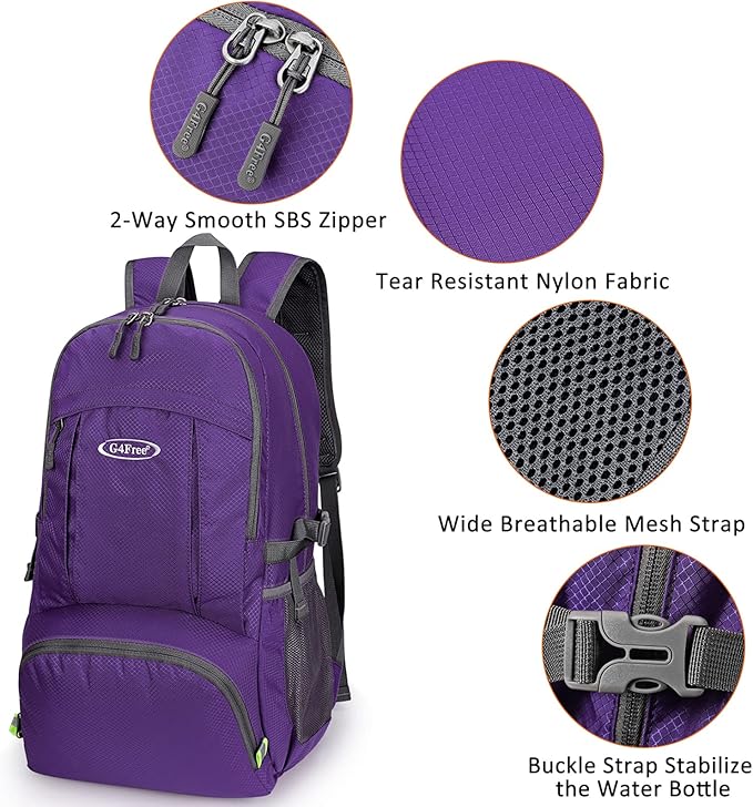 G4Free 40L Lightweight Packable Hiking Backpack, Waterproof Travel Daypack - Image 5