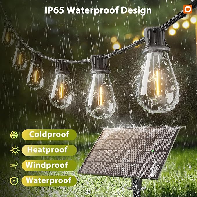 addlon 198FT Solar String Lights Outdoor Waterproof 6W Panel - Image 3
