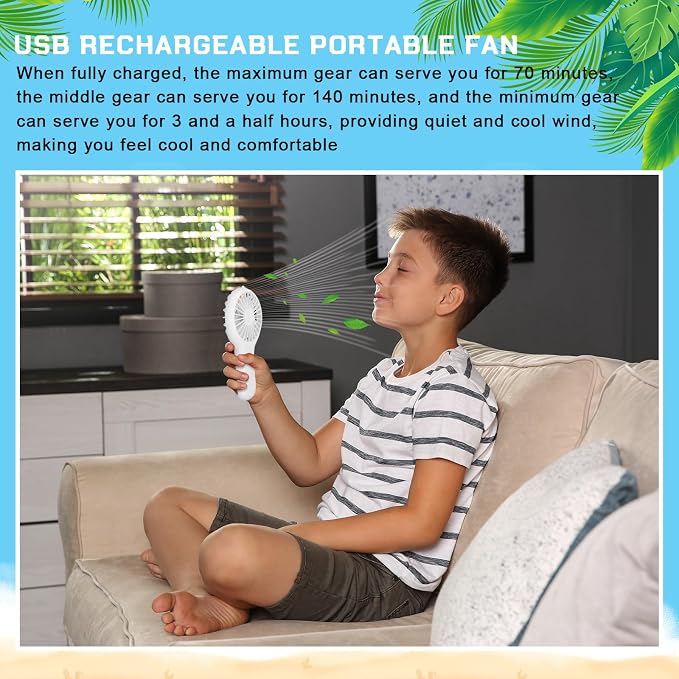 Woanger 12 Pcs Mini Handheld Fan Bulk 3 Speed USB Electric Battery Operated - Image 3
