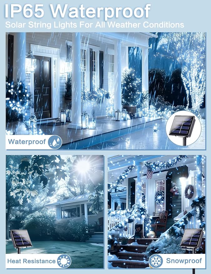 Solar String Lights Outdoor, 2 Pack 144FT 400 LED Solar Twinkle Lights - Image 3