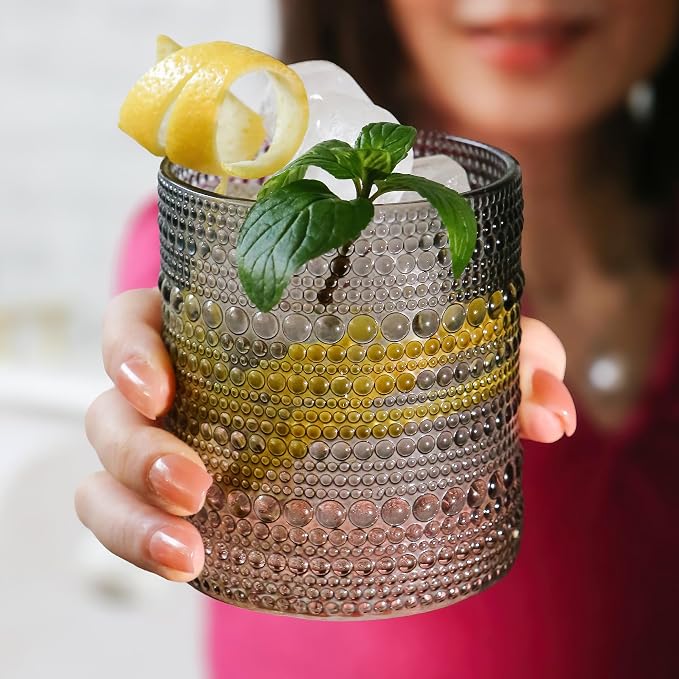 Kate Aspen Hobnail Beaded Drinking Glasses Vintage Glassware Set | Cocktail - Image 4