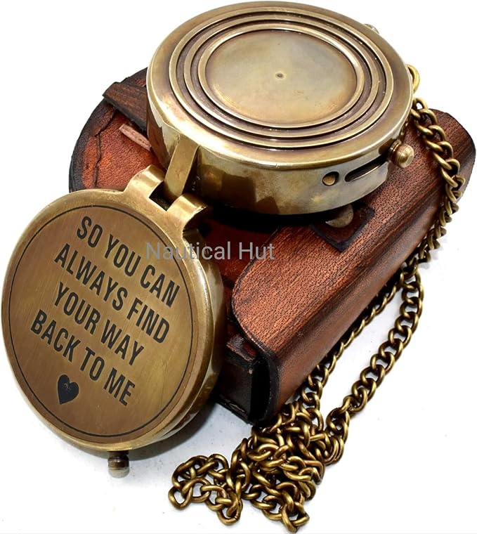 So You Can Always Find Your Way Back Home Engraved Brass Compass - Image 4