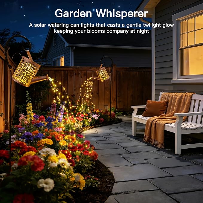 Ollny Solar Watering Can with Cascading Lights Outdoor Garden Decor, Birthday - Image 9